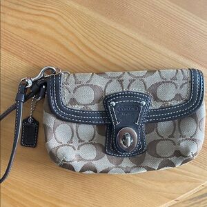 Coach Brown and Tan Wristlet